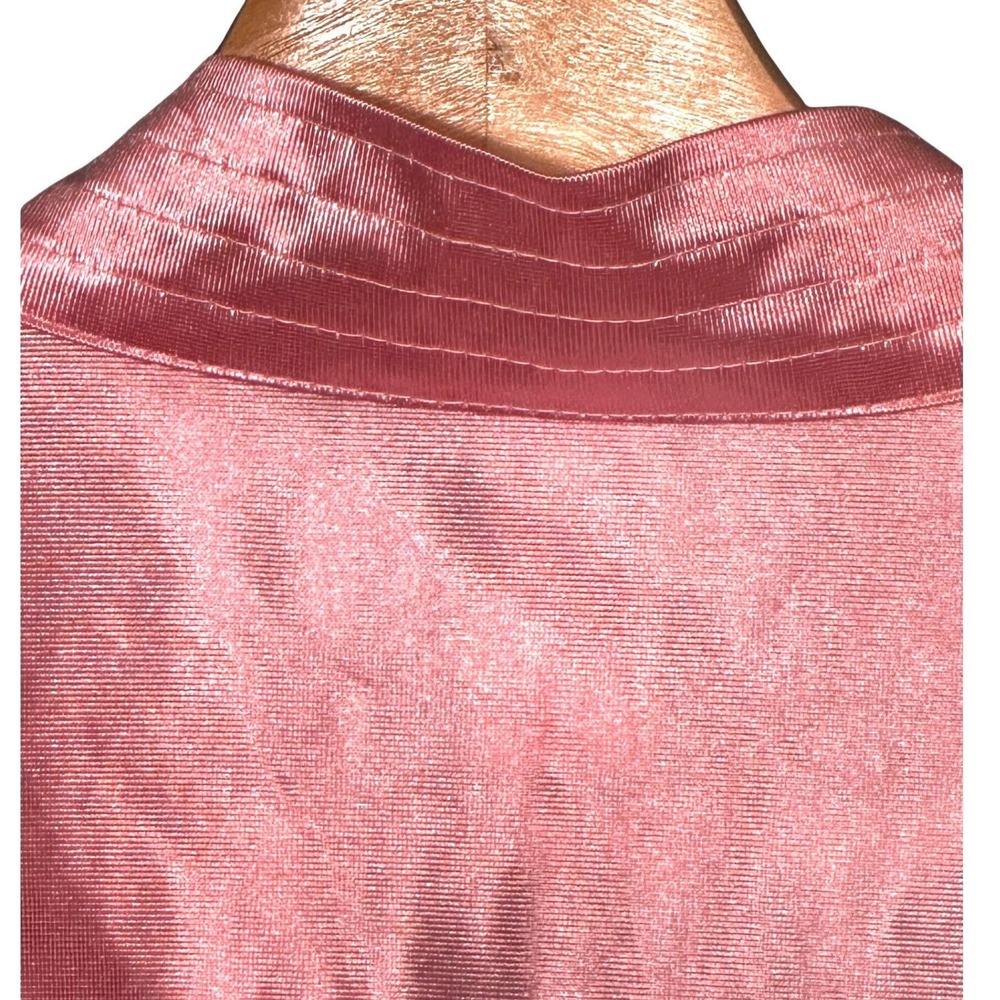 Vintage Robe Women Medium Pink Satin Liquid Shiny Loungewear Made in USA - Picture 5 of 11